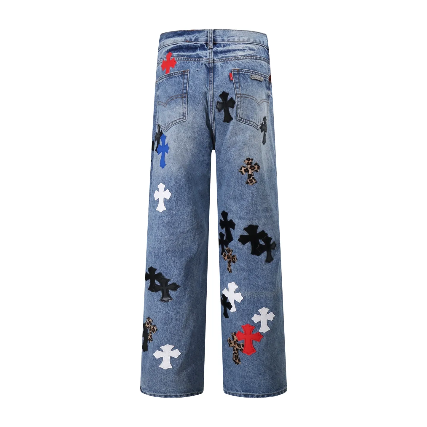 P280 Style No.: H882 Chrome Heart & Chrome Heart Blue Pants Colored Leather Heavy Duty Jeans ChromeHearts#Design Jeans Invincible Texture Ceiling-Level Jeans Hard to Find at the Counter‼ ️ Cross patchwork leather jeans, top-notch heavy-duty washing process, calfskin laser-cut cross, distressed silver hardware, straight version to make the upper body slimmer, that lesbian style Color: blue Size: 28-30-32-34-36